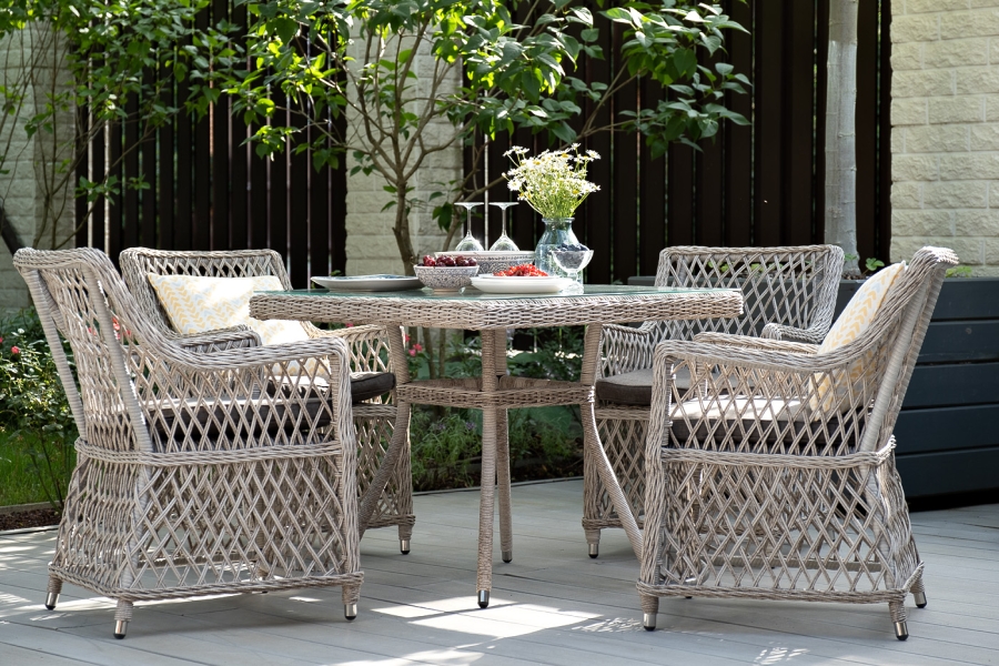 Айриш обеденная группа плетеная на 4 персоны, цвет бежевый - фото 2