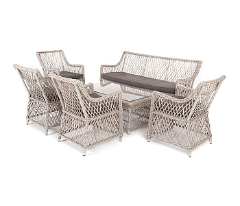 "Асти" лаунж-зона из искусственного ротанга на 6 персоны, цвет бежевый "Асти" лаунж-зона из искусственного ротанга на 6 персоны, цвет бежевый