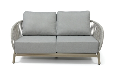 "Прато" диван двухместный из искусственного ротанга, цвет светло-серый, каркас под дерево (холодно-бежевый)