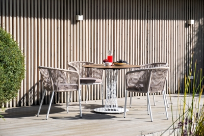 "Диего" обеденная группа на 4 персоны, круглый стол "дуб", цвет бежевый