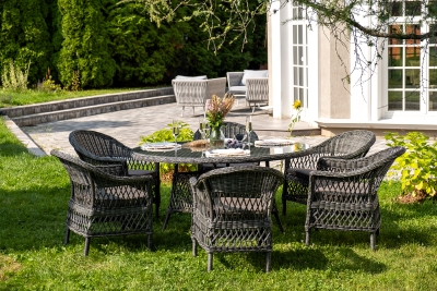 "Эспрессо–150 S" обеденная группа плетеная, цвет графит "Эспрессо–150 S" обеденная группа плетеная, цвет графит