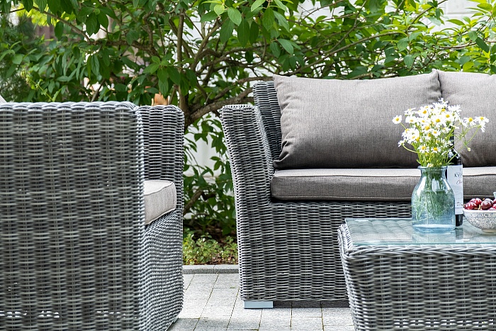 Капучино сингл лаунж-зона из искусственного ротанга, цвет графит - фото 5