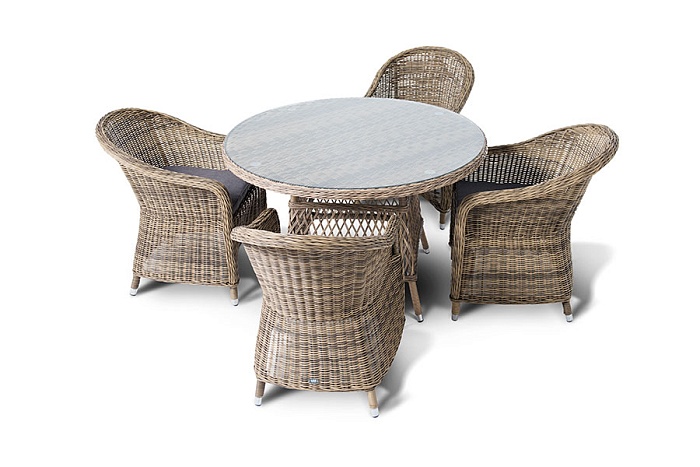 Равенна обеденная группа плетеная, цвет соломенный - фото 2