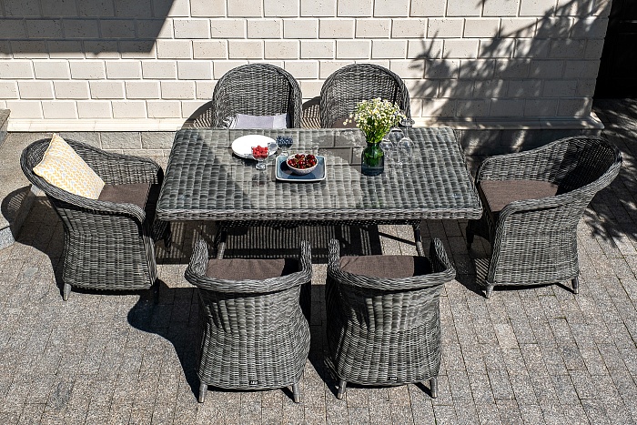 "Эспрессо" обеденная группа плетеная, цвет графит Эспрессо обеденная группа плетеная, цвет графит - фото 2