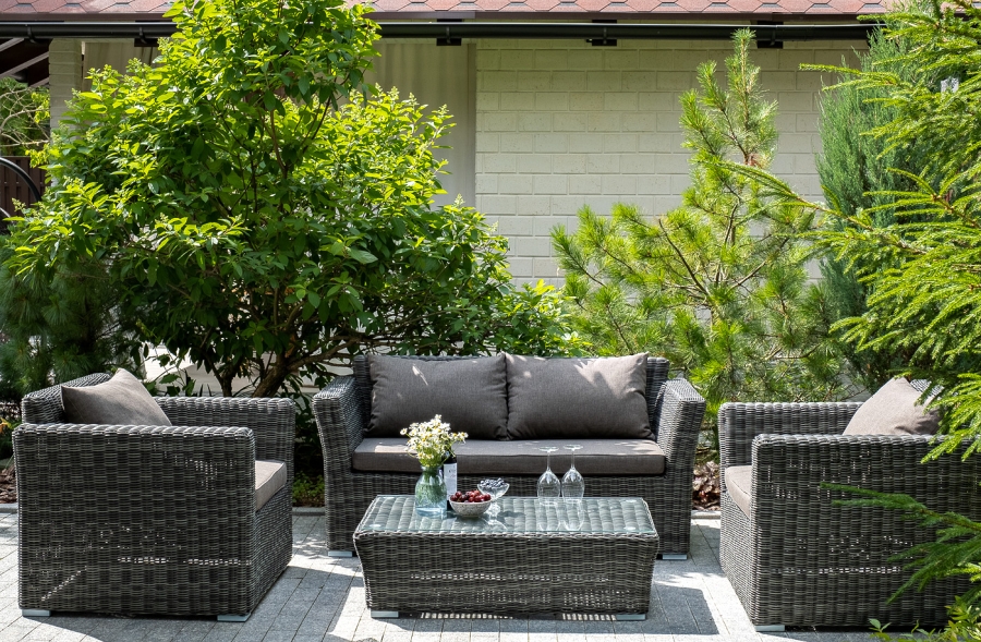 Капучино сингл лаунж-зона из искусственного ротанга, цвет графит - фото 19