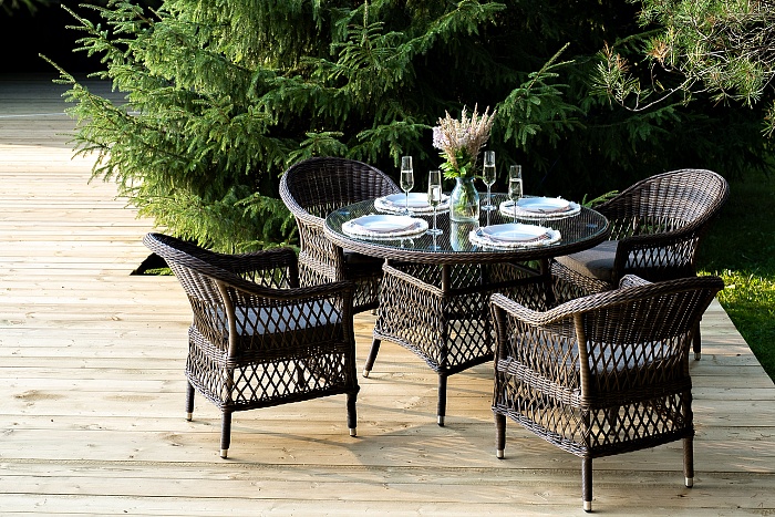 Дольче обеденная группа из искусственного ротанга, цвет коричневый - фото 3