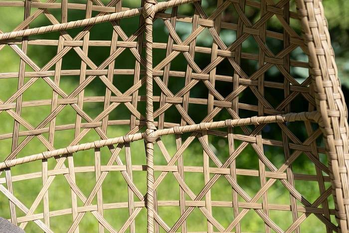 Флоренция подвесное кресло-кокон из искусственного ротанга, цвет соломенный с серо-коричневой подушкой - фото 9