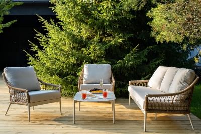 "Венеция" лаунж-зона из искусственного ротанга, цвет соломенный (К)