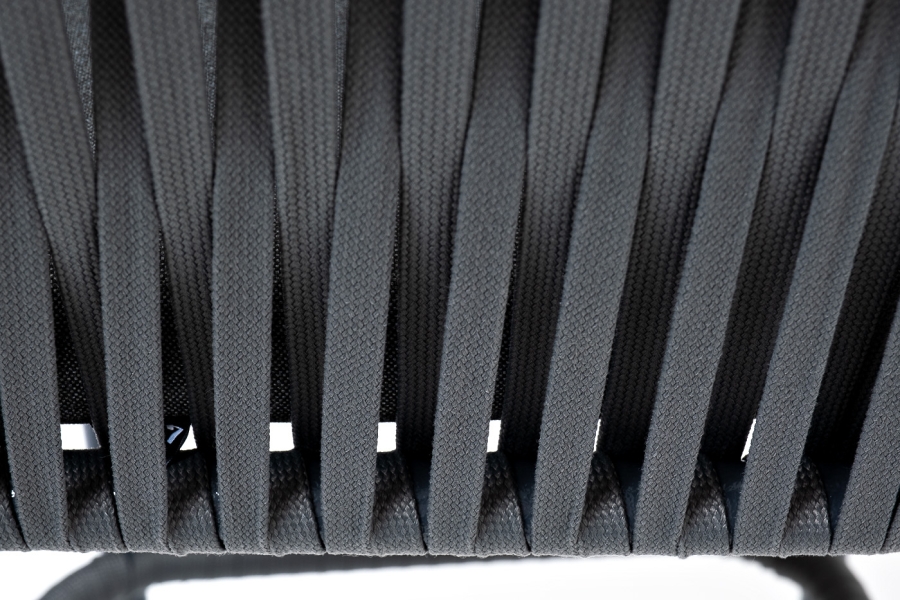 Бордо стул барный плетеный из роупа, каркас из стали темно-серый (RAL7024) муар, роуп серый 15мм, ткань темно-серая 027 - фото 8