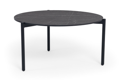 "Монти" журнальный стол из HPL D80 H40 см, цвет столешницы "серый мрамор", подстолье черное муар