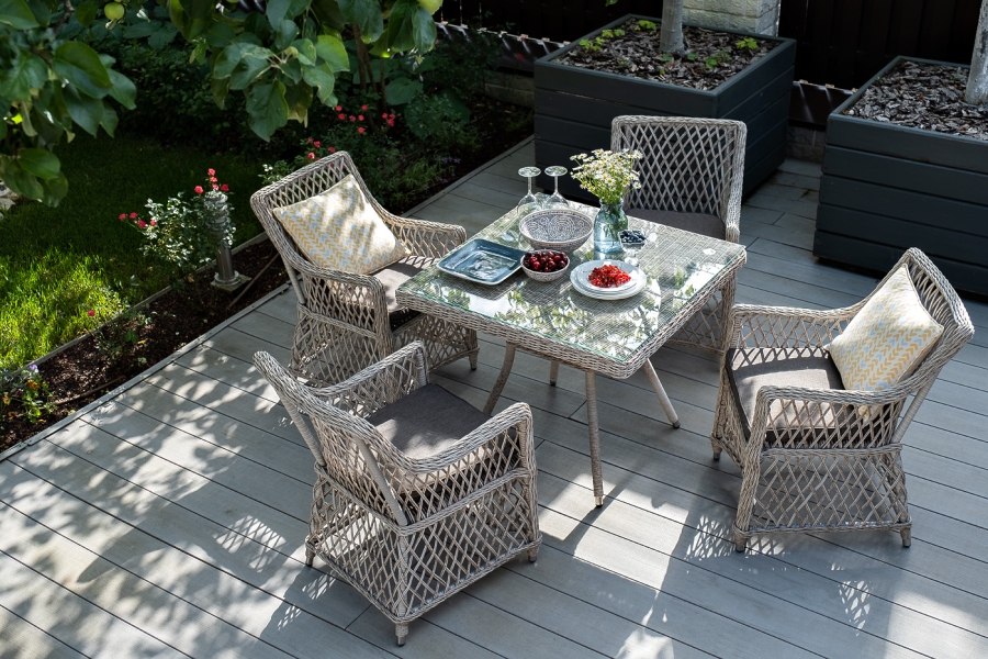 Айриш обеденная группа плетеная на 4 персоны, цвет бежевый - фото 3