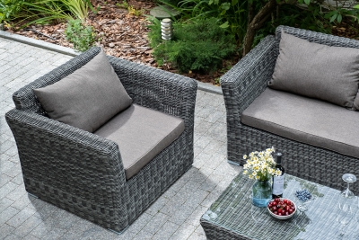 "Капучино Cингл" лаунж-зона из искусственного ротанга, цвет графит