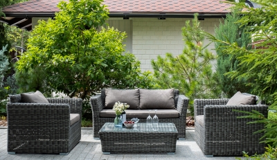 "Капучино Cингл" лаунж-зона из искусственного ротанга, цвет графит