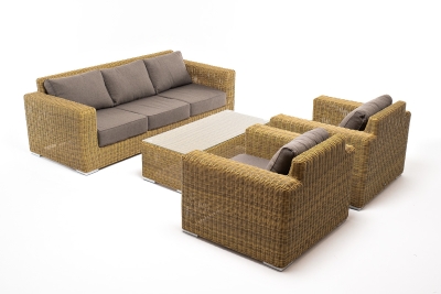 "Боно" лаунж-зона из искусственного ротанга, цвет соломенный 