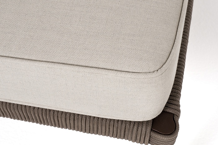 Канны правый модуль плетеный из роупа, каркас алюминий коричневый (RAL8016) муар, роуп коричневый круглый, ткань бежевая 035 - фото 6