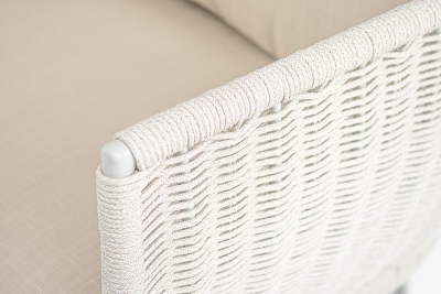 "Фиджи" кресло плетеное из роупа, каркас алюминий светло-серый (RAL7035) муар, роуп бежевый меланж круглый tex, ткань Mossle бежевая