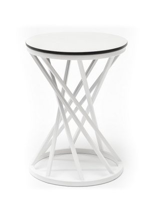 "Сантьяго" журнальный стол из HPL круглый Ø40 H55, каркас из стали белый, цвет столешницы "молочный"