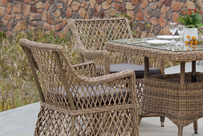 "Айриш" обеденная группа плетеная на 4 персоны, цвет соломенный "Айриш" обеденная группа плетеная на 4 персоны, цвет соломенный