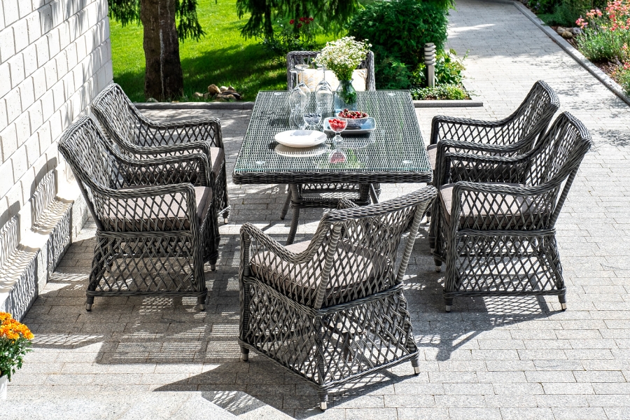 Латте обеденная группа плетеная, цвет графит - фото 4