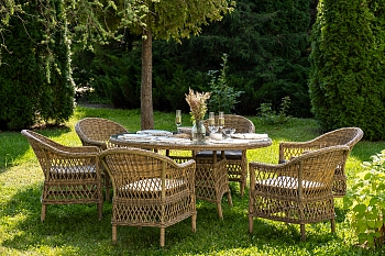 "Эспрессо–150 S" обеденная группа плетеная, цвет соломенный
