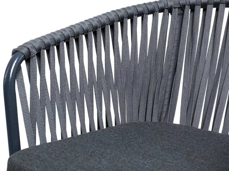 Бордо стул барный плетеный из роупа, каркас из стали темно-серый (RAL7024) муар, роуп серый 15мм, ткань темно-серая 027 - фото 4