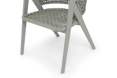 "Амстердам" стул плетеный из роупа, каркас алюминий, роуп серый круглый