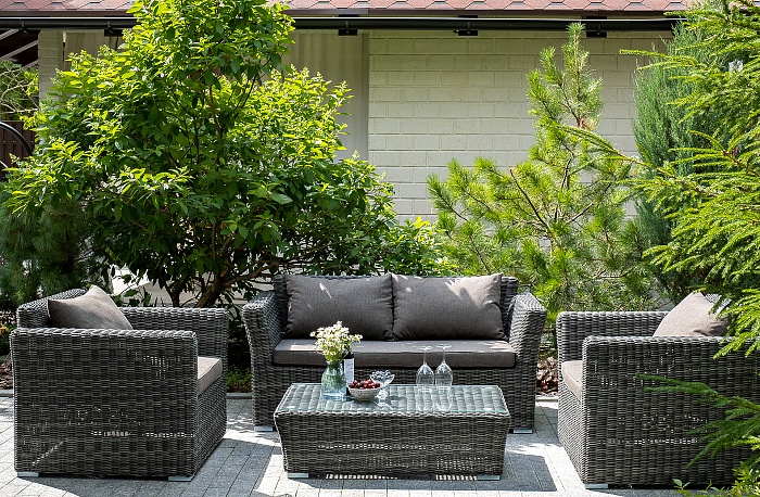 Капучино сингл лаунж-зона из искусственного ротанга, цвет графит - фото 19