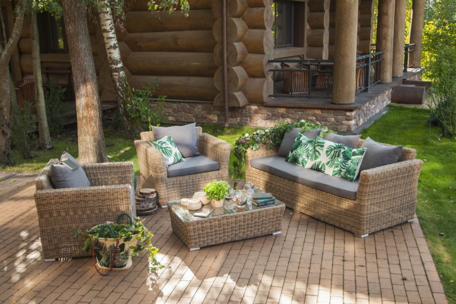 Капучино лаунж-зона из искусственного ротанга, цвет соломенный - фото 11