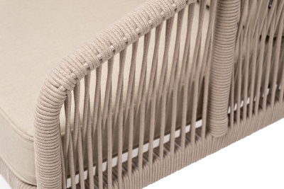"Канны" диван 2-местный плетеный из роупа, каркас алюминий белый муар, роуп бежевый круглый, ткань бежевая 15052 "Канны" диван 2-местный плетеный из роупа, каркас алюминий белый муар, роуп бежевый круглый, ткань бежевая 15052