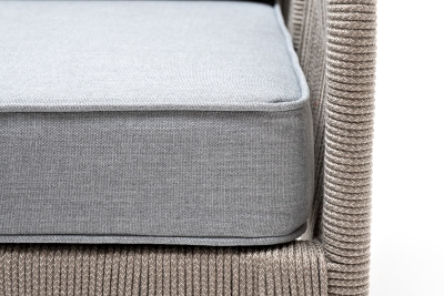 "Канны" кресло плетеное из роупа, каркас алюминий светло-серый (RAL7035) муар, роуп серый меланж круглый, ткань светло-серая "Канны" кресло плетеное из роупа, каркас алюминий светло-серый (RAL7035) муар, роуп серый меланж круглый, ткань светло-серая