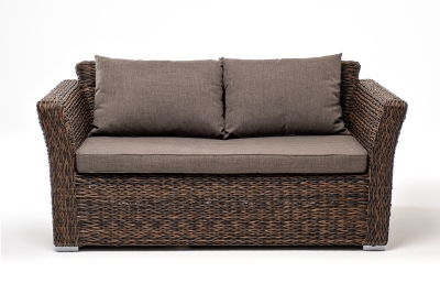 "Капучино" диван из искусственного ротанга (гиацинт) двухместный, цвет коричневый