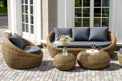 "Барселона" лаунж-зона из искусственного ротанга, цвет соломенный "Барселона" лаунж-зона из искусственного ротанга, цвет соломенный