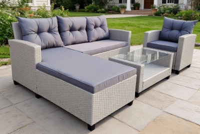 "Атланта" лаунж-зона из искусственного ротанга, цвет серый (К)