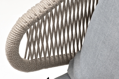 "Милан" кресло плетеное из роупа, каркас алюминий светло-серый (RAL7035) муар, роуп серый меланж круглый, ткань светло-серая "Милан" кресло плетеное из роупа, каркас алюминий светло-серый (RAL7035) муар, роуп серый меланж круглый, ткань светло-серая