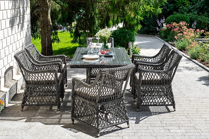 Латте обеденная группа плетеная, цвет графит - фото 6