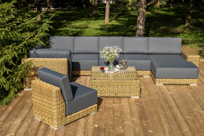 "Капри" трансформирующаяся лаунж-зона из искусственного ротанга, цвет соломенный