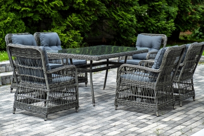 "Цесена" обеденная группа плетеная из искусственного ротанга, цвет графит