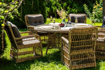 "Эспрессо–150 C" обеденная группа плетеная, цвет соломенный "Эспрессо–150 C" обеденная группа плетеная, цвет соломенный