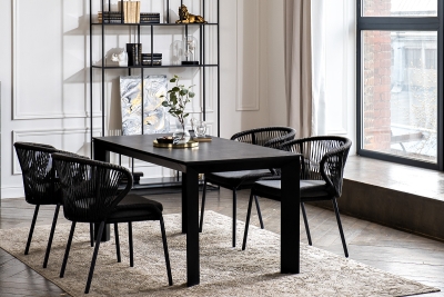 "Венето" обеденная группа на 4 персоны со стульями "Милан", каркас темно-серый, роуп темно-серый "Венето" обеденная группа на 4 персоны со стульями "Милан", каркас темно-серый, роуп темно-серый