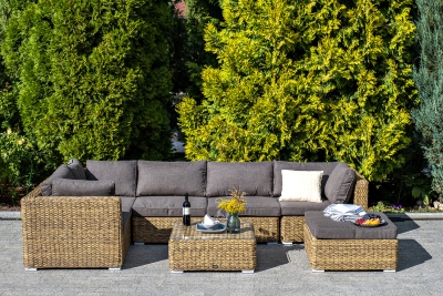 "Лунго" трансформирующаяся лаунж-зона из искусственного ротанга (гиацинт), цвет соломенный