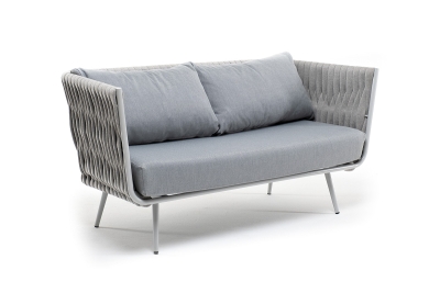 "Монако" диван 2-местный плетеный из роупа, каркас алюминий светло-серый (RAL7035) муар, роуп светло-серый 40 мм, ткань светло-серая "Монако" диван 2-местный плетеный из роупа, каркас алюминий светло-серый (RAL7035) муар, роуп светло-серый 40 мм, ткань светло-серая