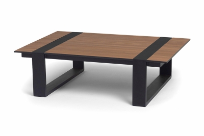 "Тулон" журнальный стол 120х85, H35 см из HPL, цвет "дуб", каркас черный (RAL9005) муар