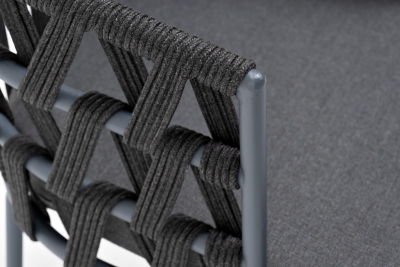 "Диего" стул плетеный из роупа, каркас из стали серый (RAL7022) муар, роуп темно-серый круглый, ткань темно-серая 027 "Диего" стул плетеный из роупа, каркас из стали серый (RAL7022) муар, роуп темно-серый круглый, ткань темно-серая 027