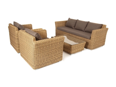 "Капучино" лаунж-зона из искусственного ротанга, цвет соломенный