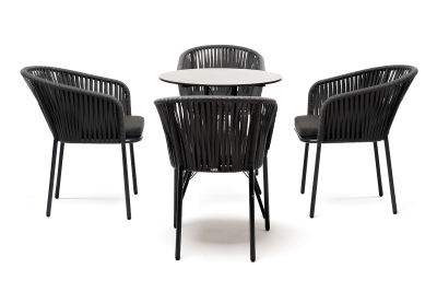 "Конте" обеденная группа на 4 персоны, круглый стол, цвет "серый гранит" "Конте" обеденная группа на 4 персоны, круглый стол, цвет "серый гранит"