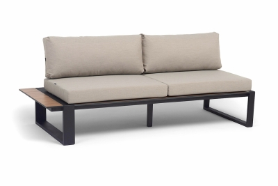 "Тулон" правый модуль, каркас алюминий, HPL "дуб", черный муар, ткань бежевая 15052