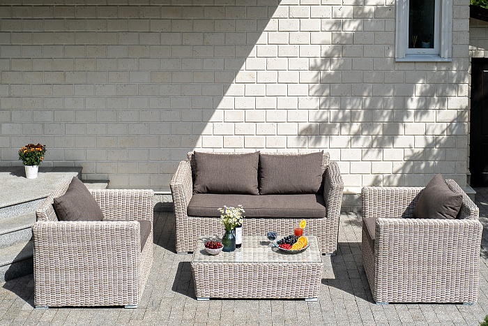 Капучино Сингл лаунж-зона из искусственного ротанга, цвет бежевый - фото 6